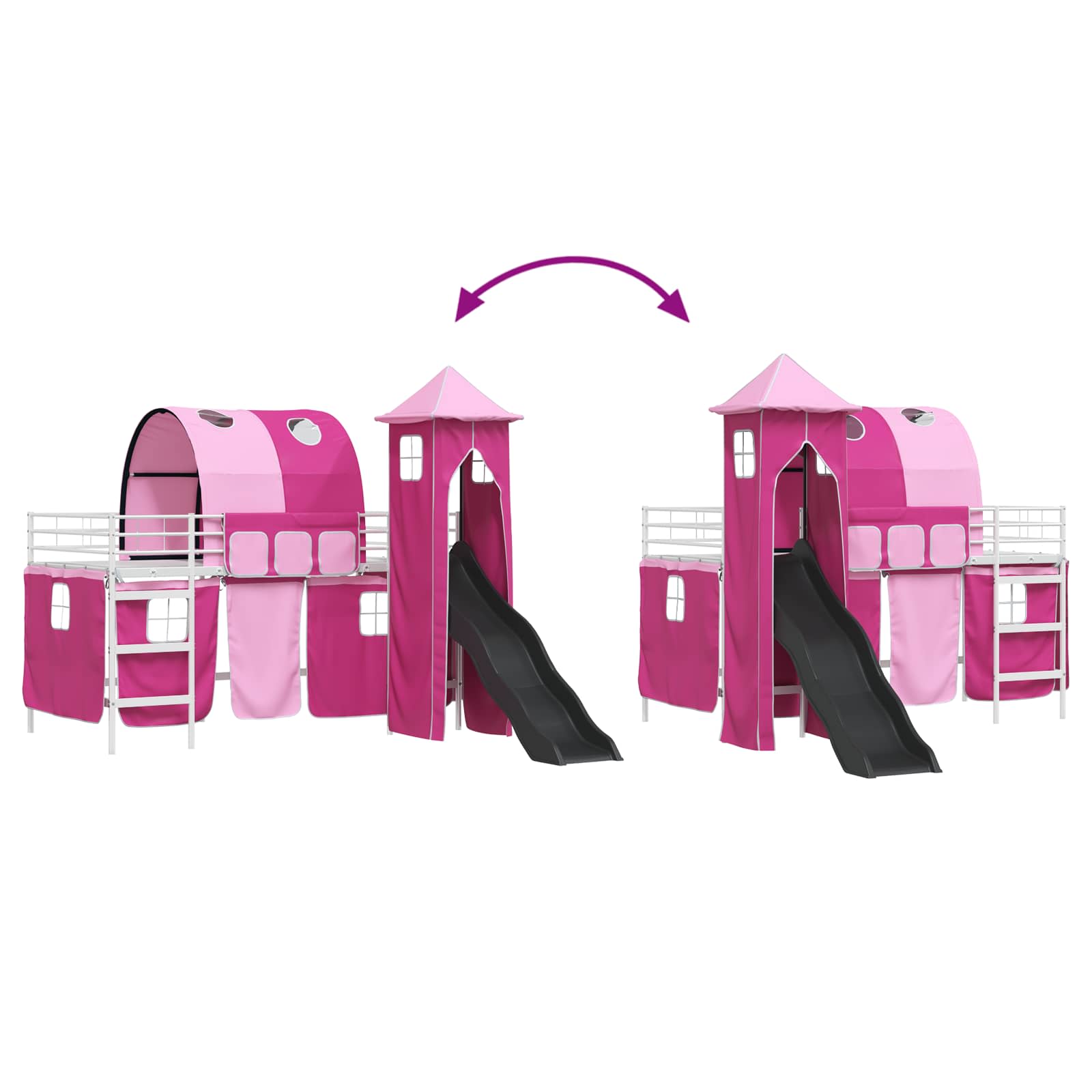 Κρεβάτι κουκέτας για παιδιά Λευκό και Ρόζ 107 x 200 εκ. Μέταλλο - Pakobazaar