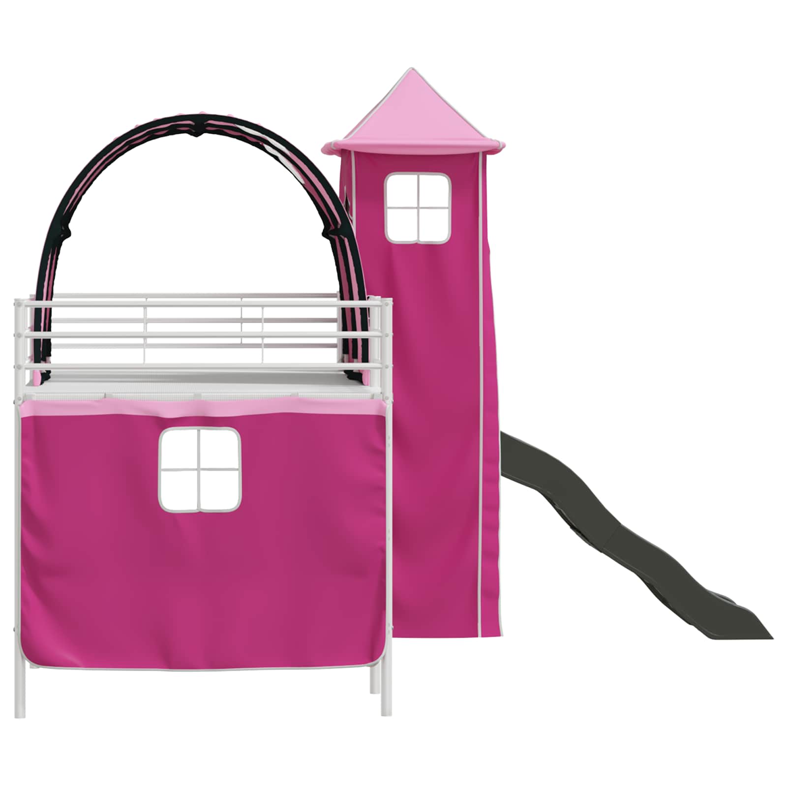 Κρεβάτι κουκέτας για παιδιά Λευκό και Ρόζ 107 x 200 εκ. Μέταλλο - Pakobazaar