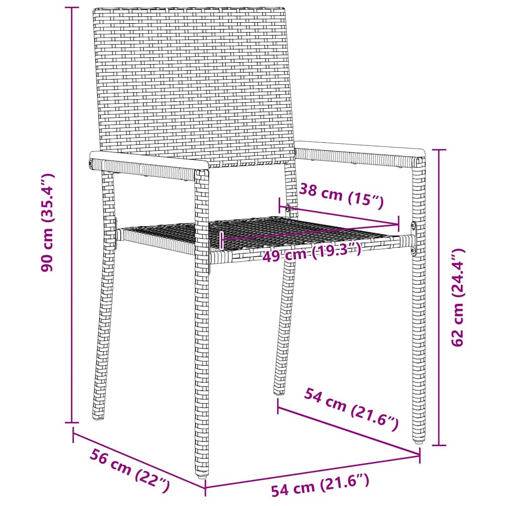 Καρέκλες κήπου που σωριάζονται 4 pcs Μαύρο και Καφέ - Pakobazaar