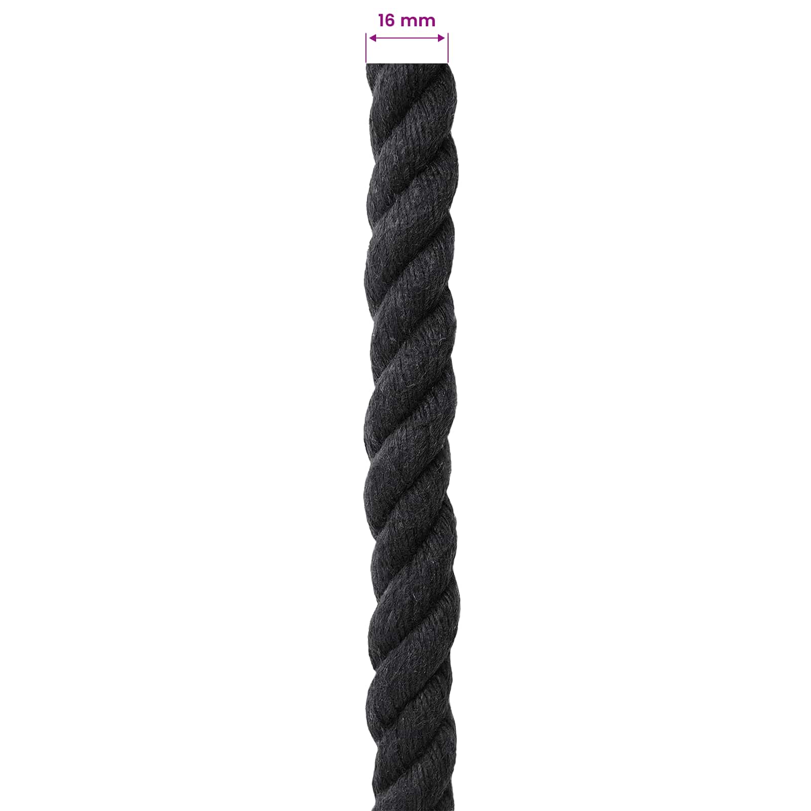 Σχοινί Μαύρο 1,6 x 1,6 x 5000 εκ Βαμβάκι - Pakobazaar
