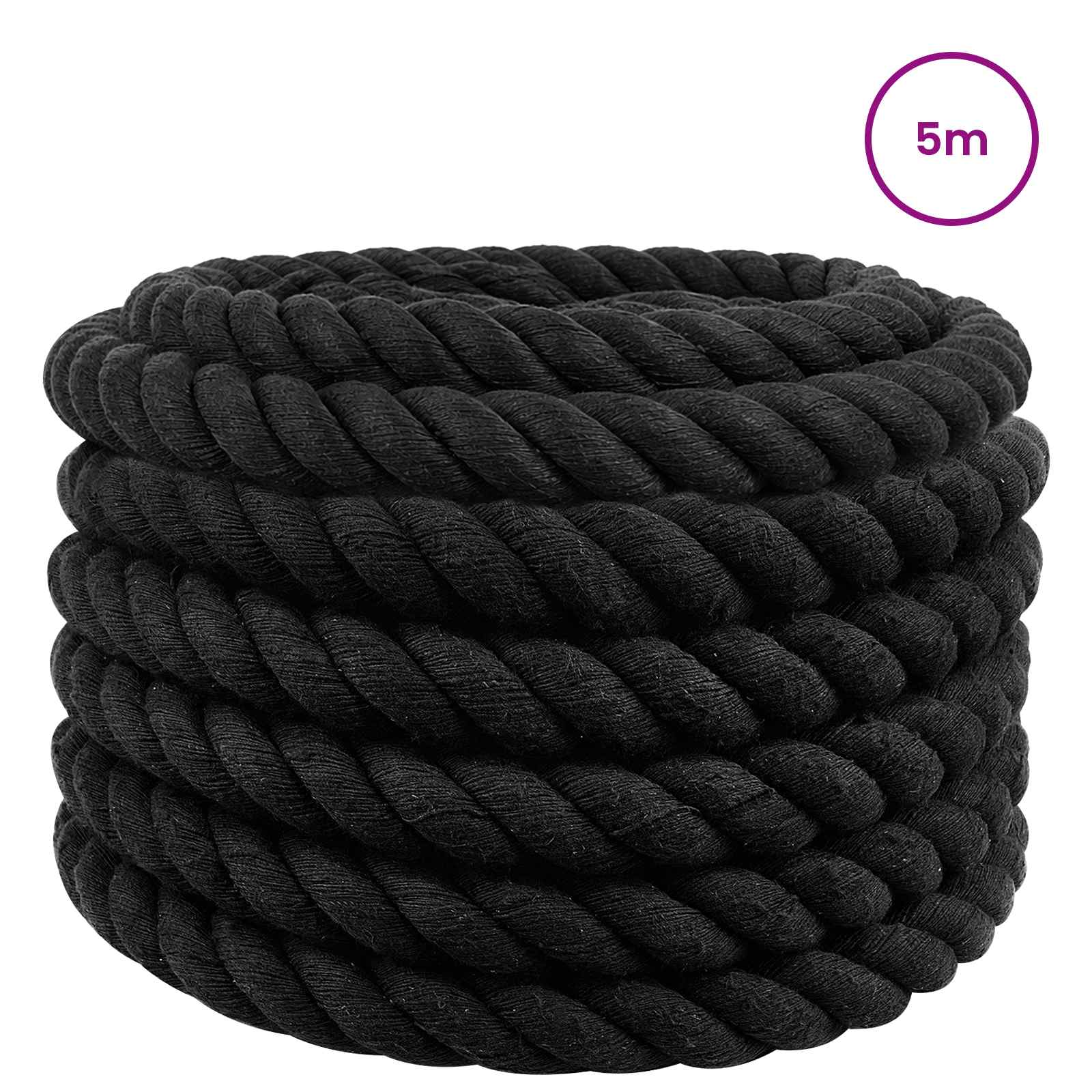 Σχοινί Μαύρο 3,6 x 3,6 x 500 εκ Βαμβάκι - Pakobazaar