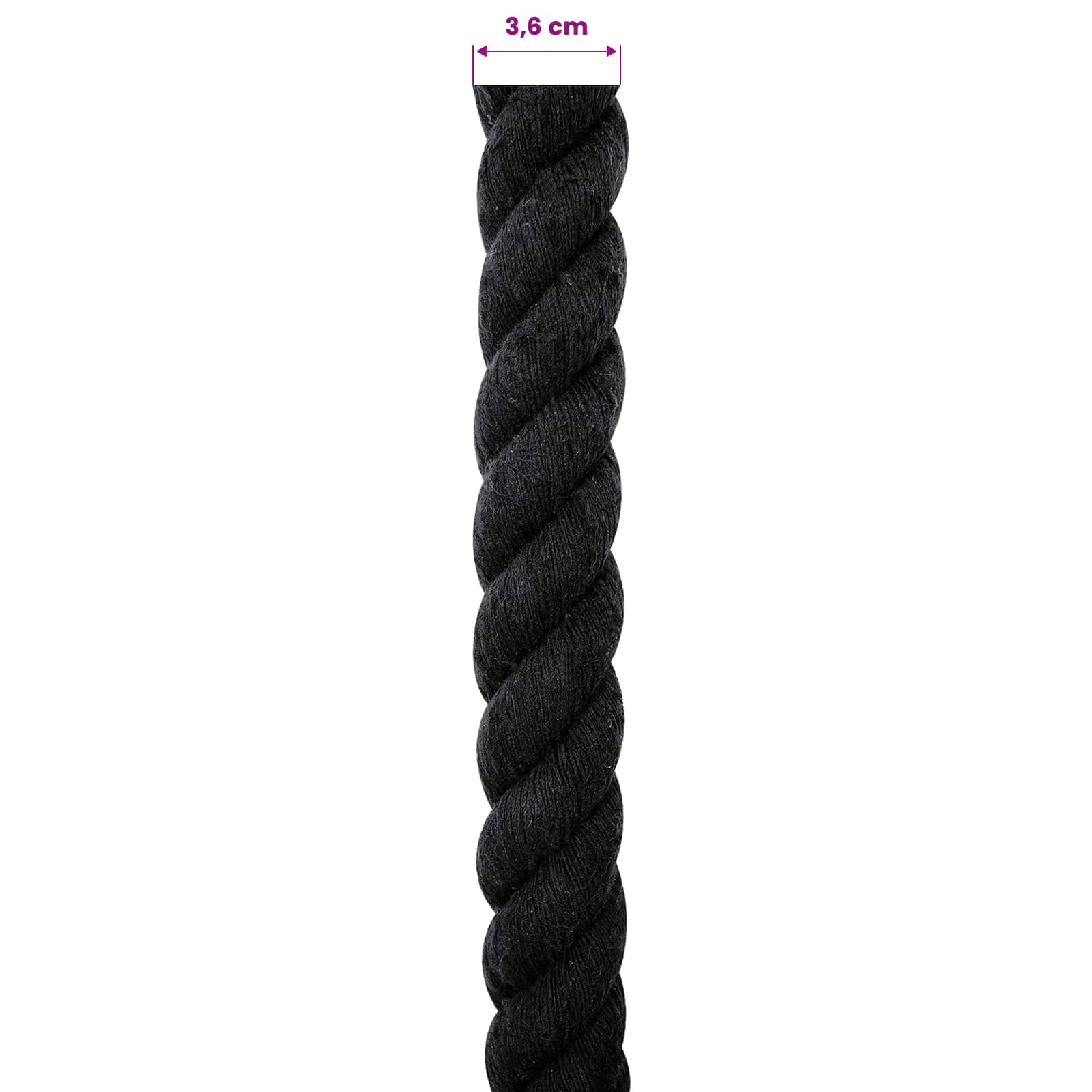 Σχοινί Μαύρο 3,6 x 3,6 x 2500 εκ Βαμβάκι - Pakobazaar