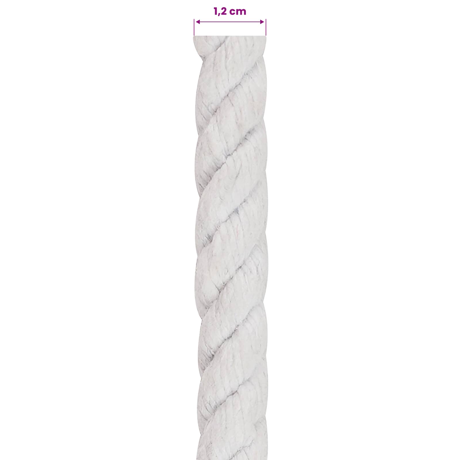 Σχοινί Λευκό 1,2 x 1,2 x 2500 εκ Βαμβάκι