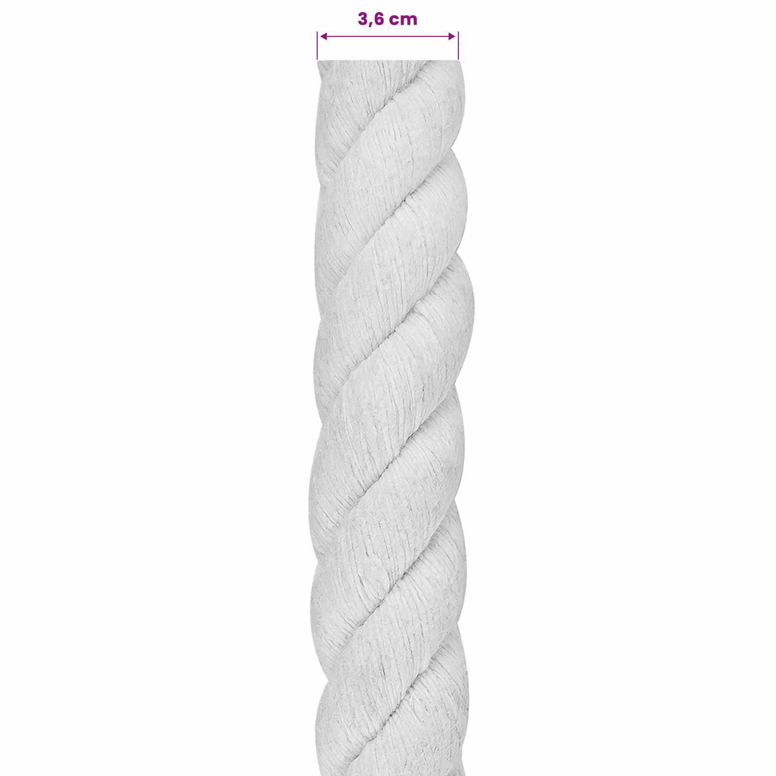 Σχοινί Λευκό 3,6 x 3,6 x 2500 εκ Βαμβάκι