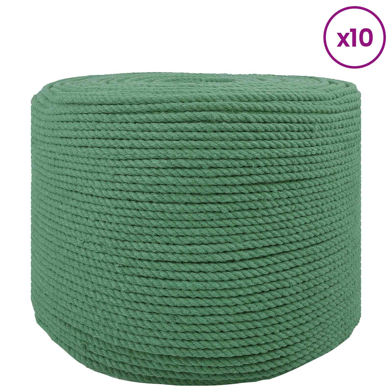 Cotton Twine 10 τμχ. 2 mm 100 m Πράσινο 100% Βαμβάκι