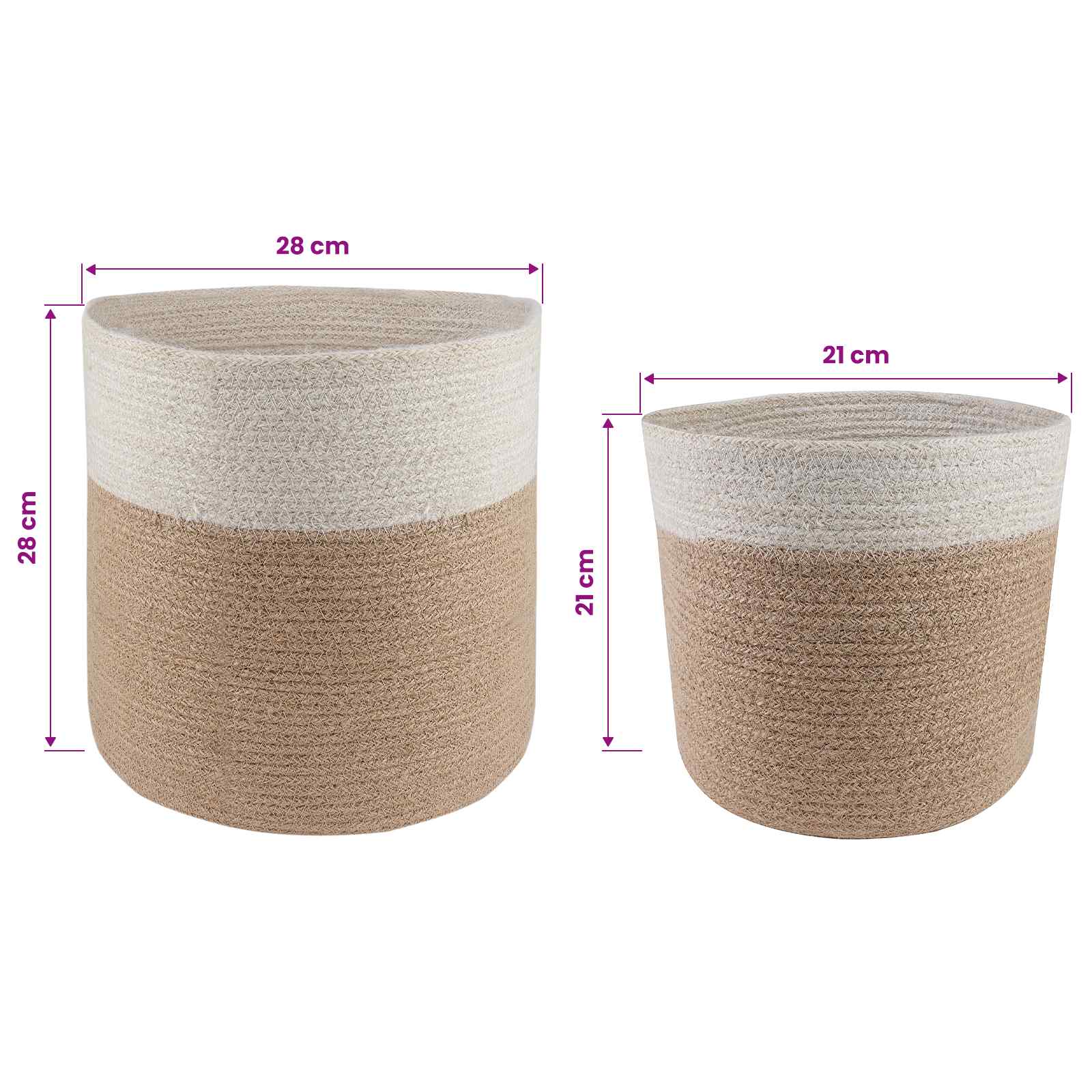 Σετ Γλαστρών 2 pcs Φυσικό και Λευκό Ø 28 x 28 εκ - Pakobazaar