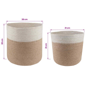 Σετ Γλαστρών 2 pcs Φυσικό και Λευκό Ø 28 x 28 εκ - Pakobazaar
