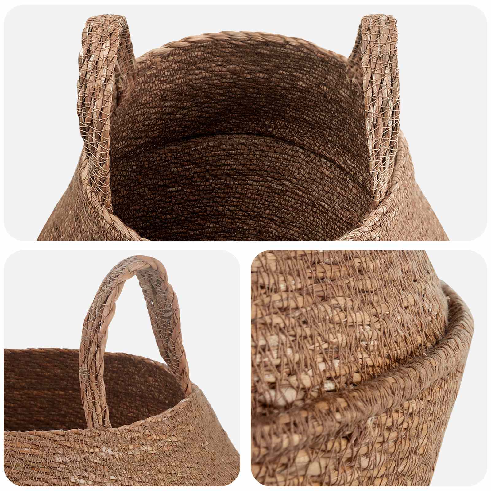 Γλάστρα με Χερούλια 2 pcs Φυσικό Ø 22 x 20 cm 100% Θαλασσόχορτο - Pakobazaar