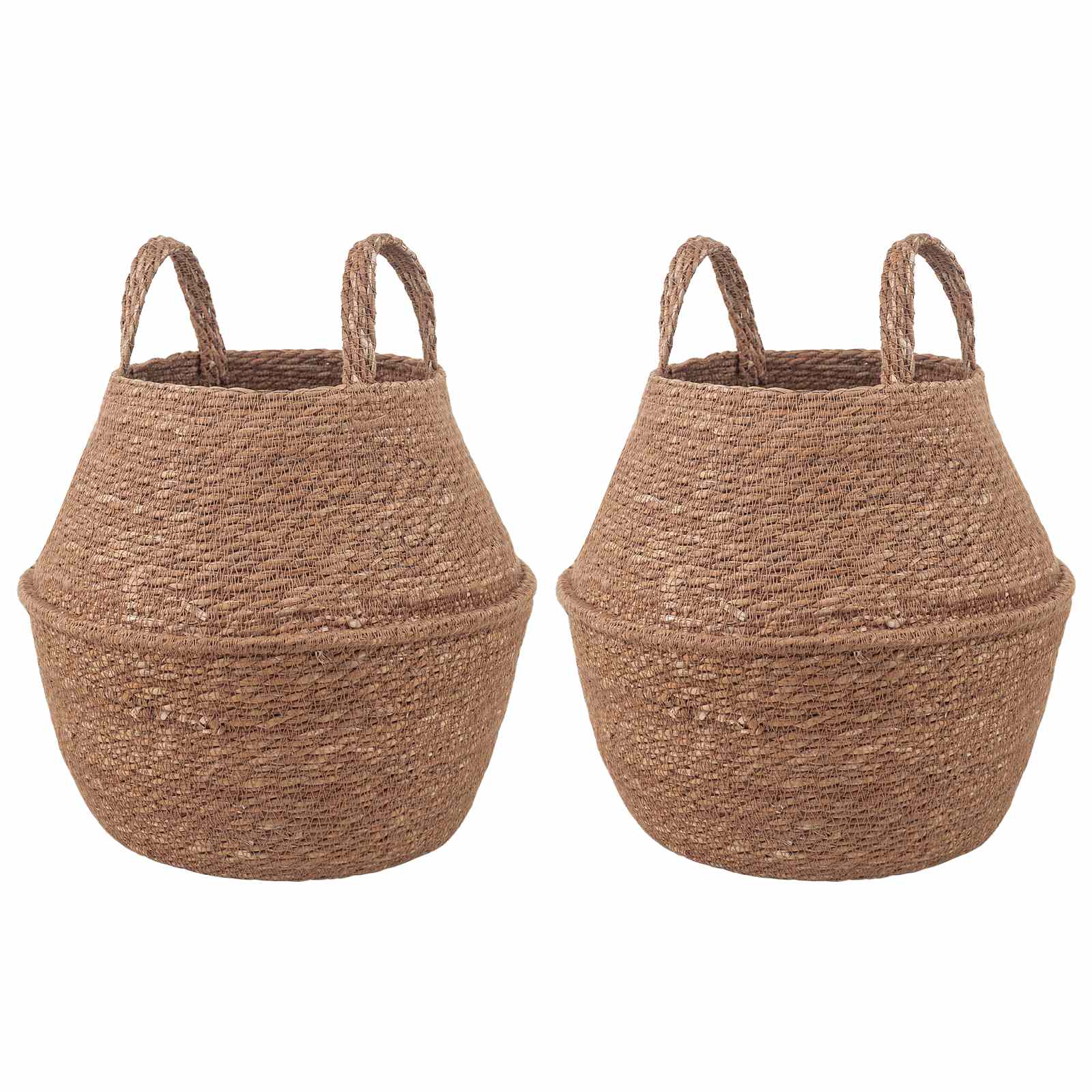 Γλάστρα με Χερούλια 2 pcs Φυσικό Ø 22 x 20 cm 100% Θαλασσόχορτο - Pakobazaar