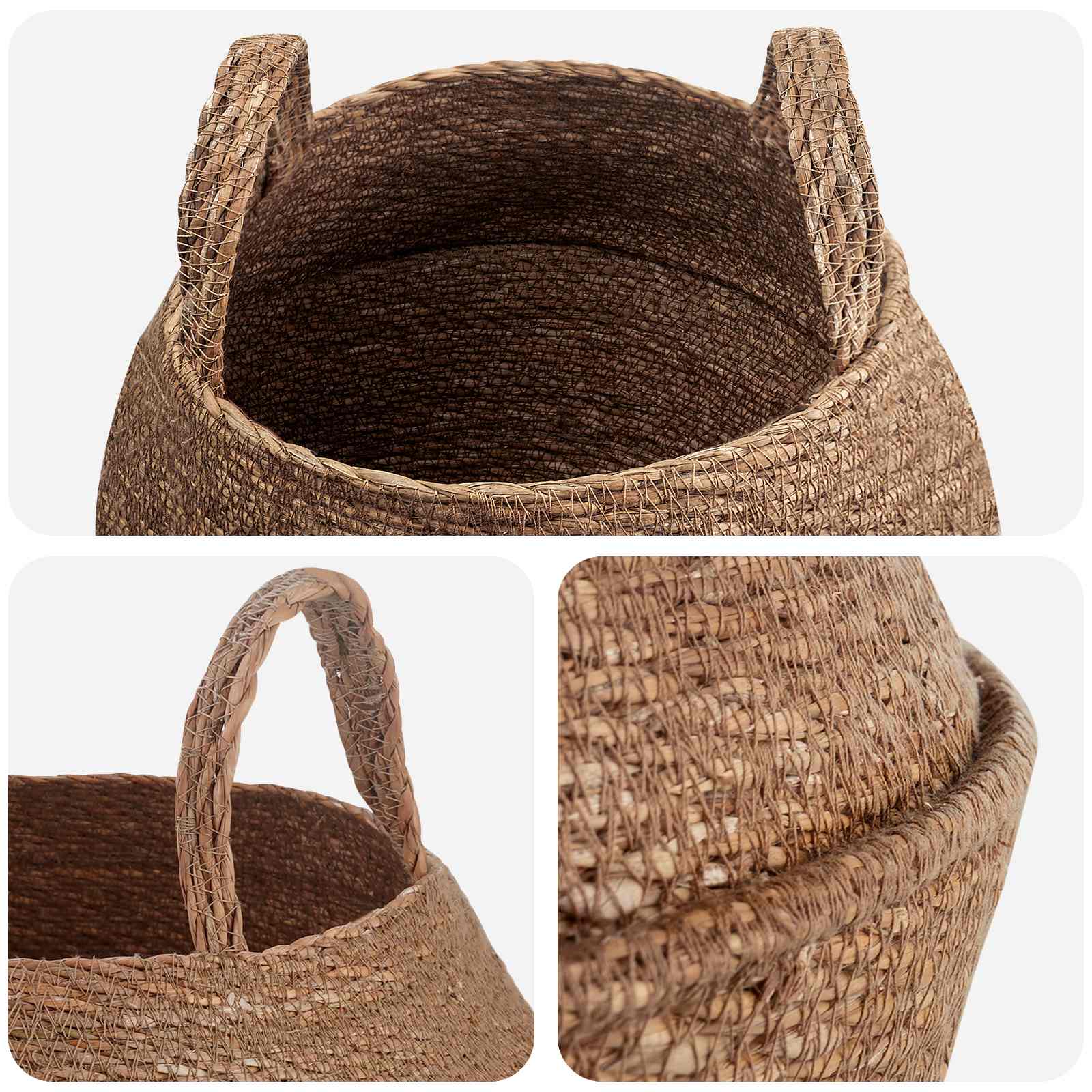 Γλάστρα με Χερούλια Φυσικό Ø 32 x 32 cm 100% Θαλασσόχορτο - Pakobazaar