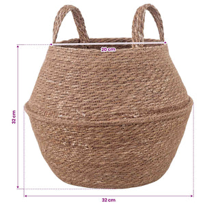 Γλάστρα με Χερούλια Φυσικό Ø 32 x 32 cm 100% Θαλασσόχορτο - Pakobazaar