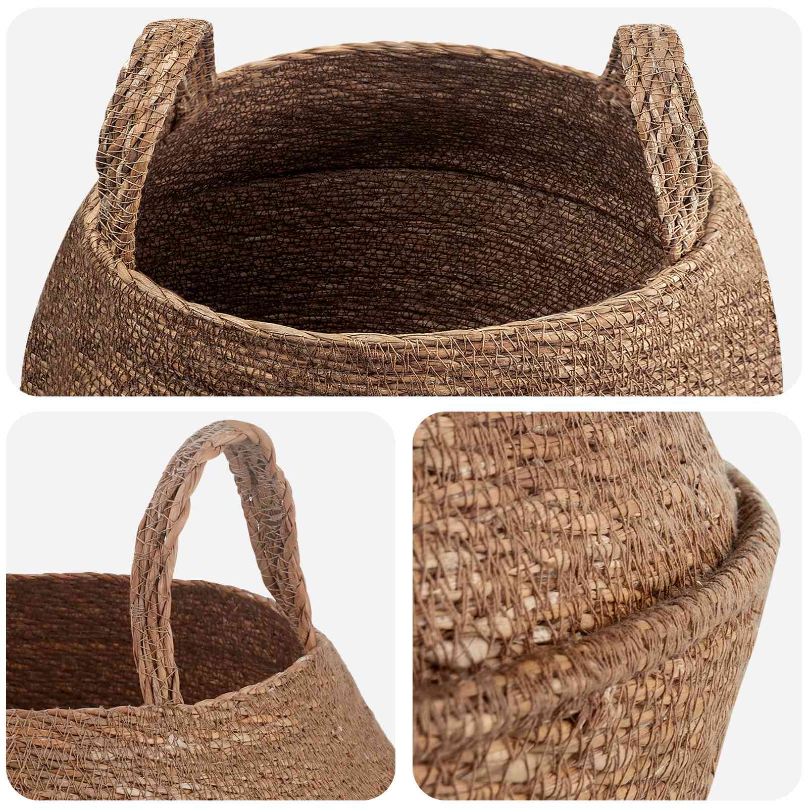 Γλάστρα με Χερούλια 2 pcs Φυσικό Ø 45 x 36 cm 100% Θαλασσόχορτο - Pakobazaar