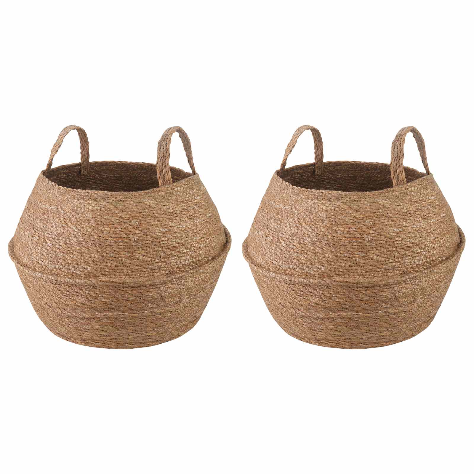 Γλάστρα με Χερούλια 2 pcs Φυσικό Ø 45 x 36 cm 100% Θαλασσόχορτο - Pakobazaar