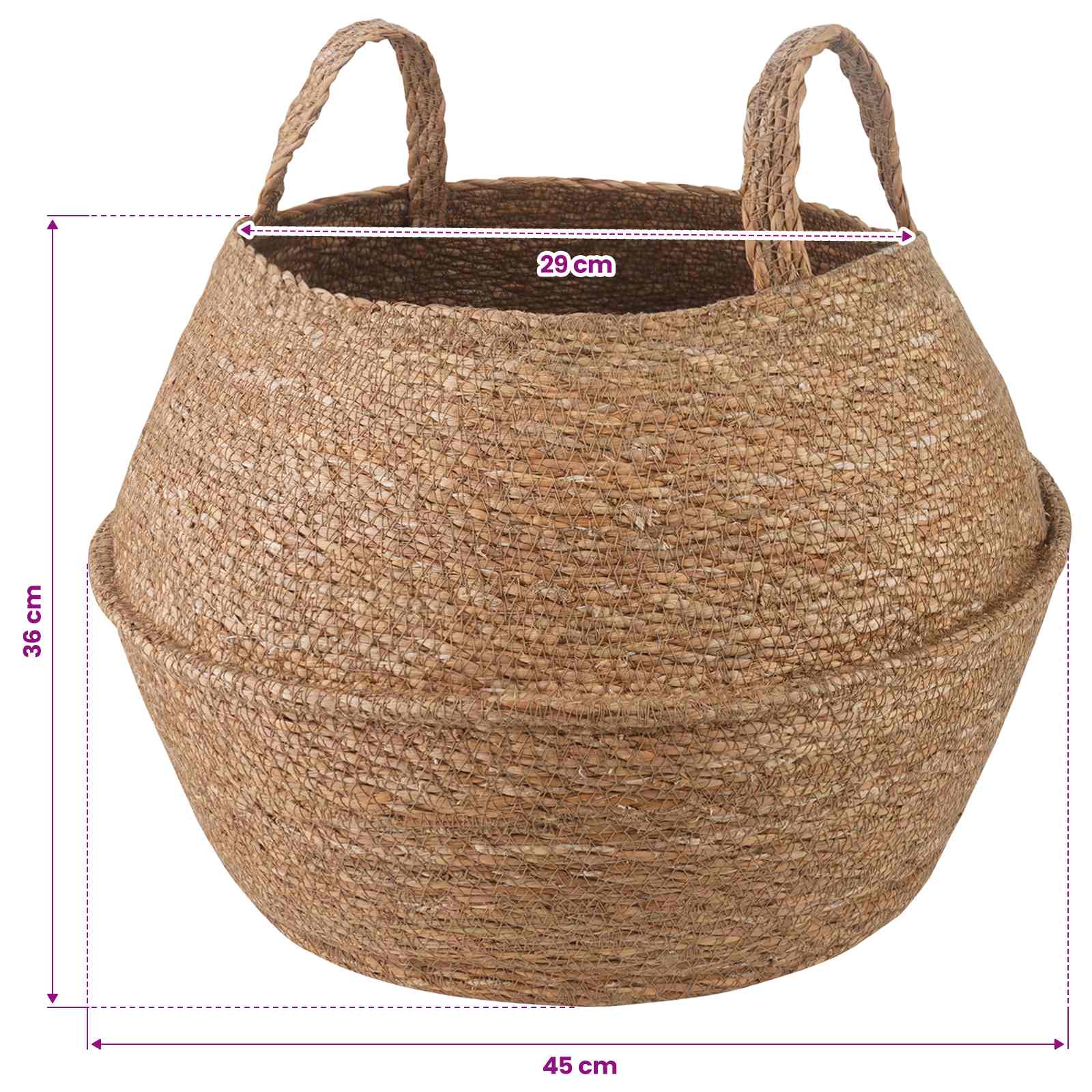 Γλάστρα με Χερούλια 2 pcs Φυσικό Ø 45 x 36 cm 100% Θαλασσόχορτο - Pakobazaar