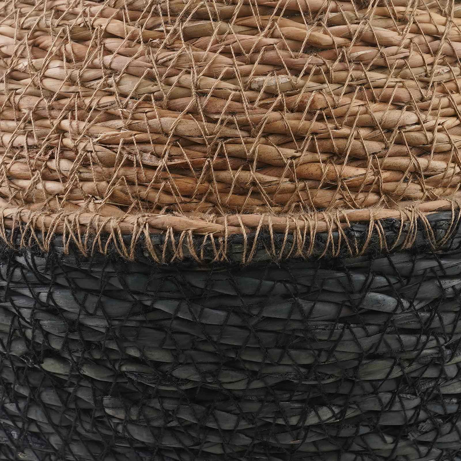 Γλάστρα με Χερούλια Μαύρο Ø 22 x 20 cm 100% Θαλασσόχορτο - Pakobazaar