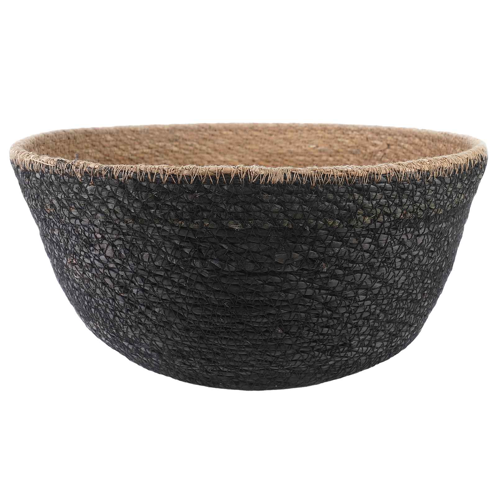 Γλάστρα με Χερούλια Μαύρο Ø 32 x 32 cm 100% Θαλασσόχορτο - Pakobazaar