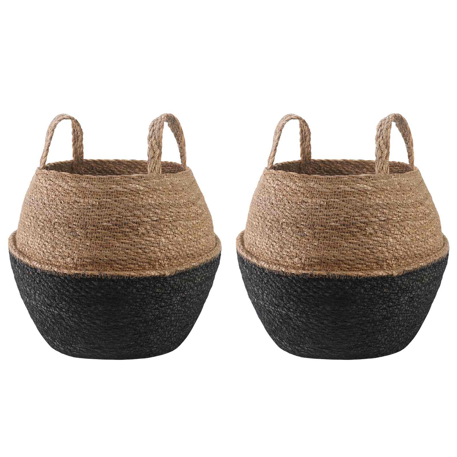 Γλάστρα με Χερούλια 2 pcs Μαύρο Ø 32 x 32 cm 100% Θαλασσόχορτο - Pakobazaar