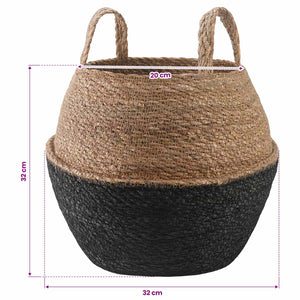 Γλάστρα με Χερούλια 2 pcs Μαύρο Ø 32 x 32 cm 100% Θαλασσόχορτο - Pakobazaar