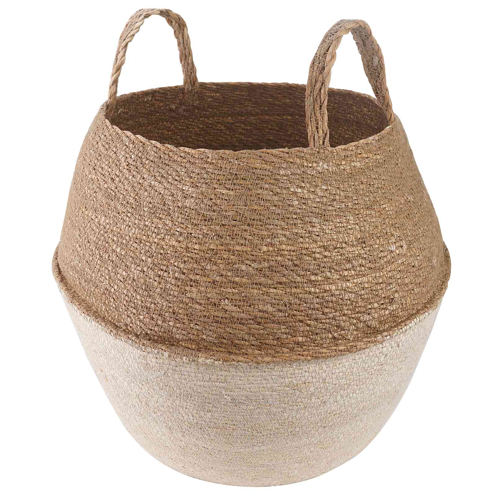 Γλάστρα με Χερούλια Λευκό Ø 32 x 32 cm 100% Θαλασσόχορτο - Pakobazaar