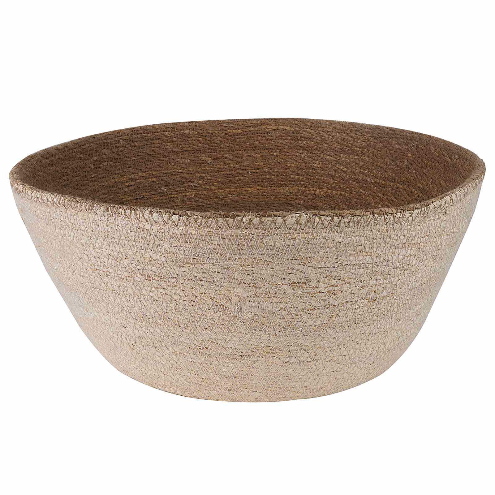 Γλάστρα με Χερούλια Λευκό Ø 32 x 32 cm 100% Θαλασσόχορτο - Pakobazaar