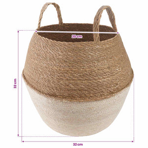 Γλάστρα με Χερούλια 2 pcs Λευκό Ø 32 x 32 cm 100% Θαλασσόχορτο - Pakobazaar
