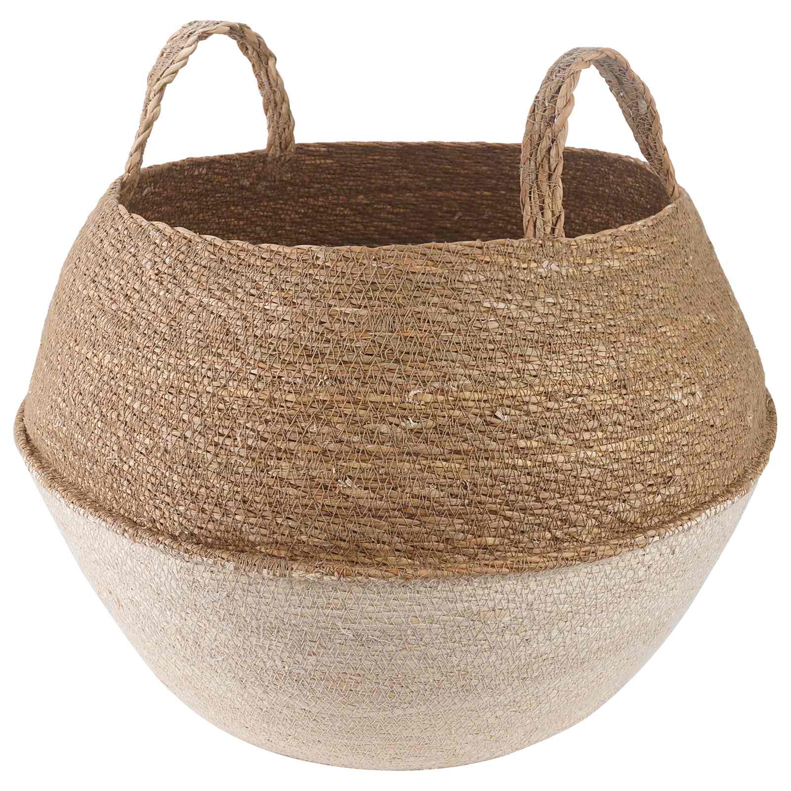Γλάστρα με Χερούλια Λευκό Ø 45 x 36 cm 100% Θαλασσόχορτο - Pakobazaar