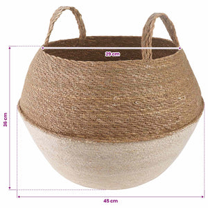 Γλάστρα με Χερούλια 2 pcs Λευκό Ø 45 x 36 cm 100% Θαλασσόχορτο - Pakobazaar