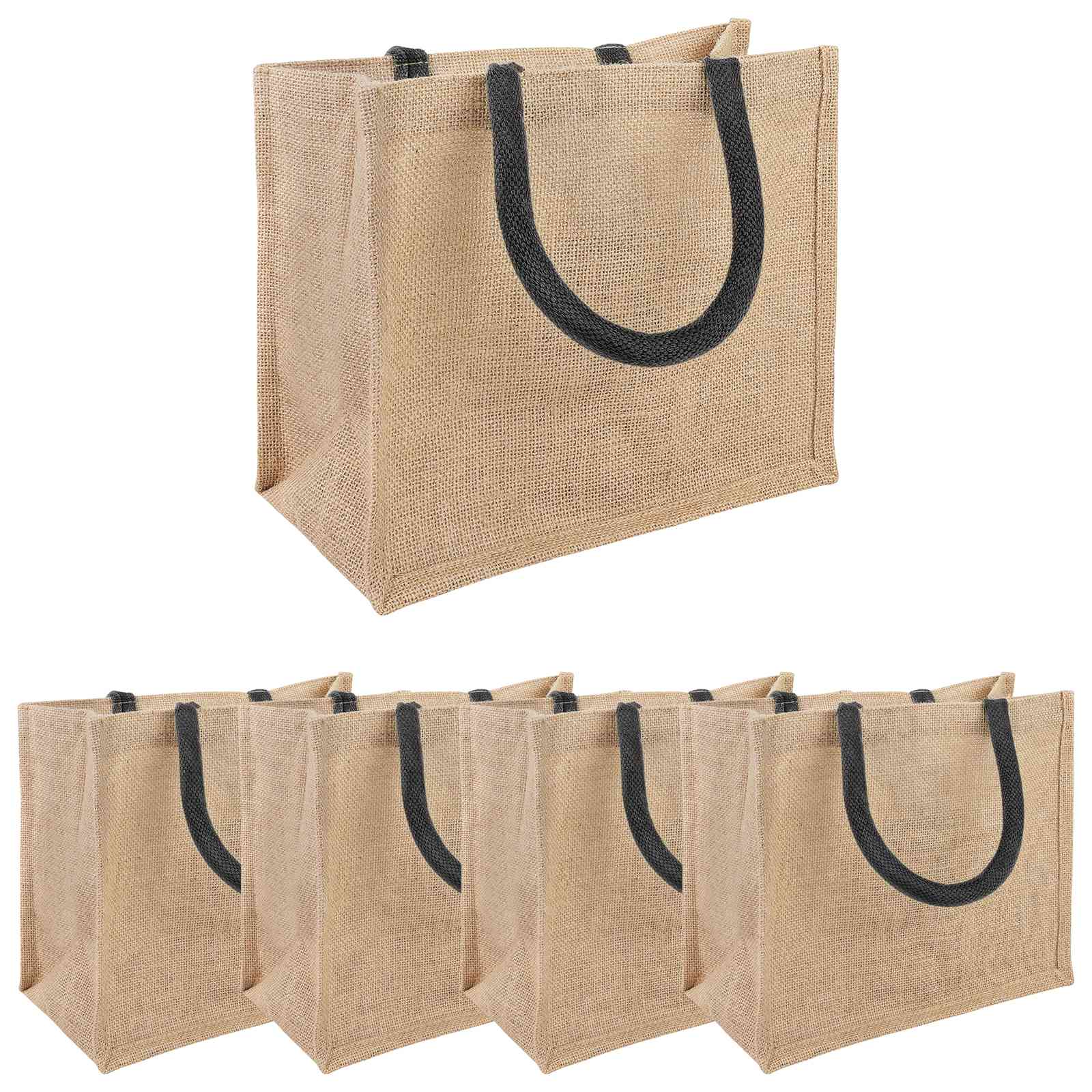 Τσάντες από γιούτα 5 pcs Φυσικό και Μαύρο 26 x 22 x 14 εκ