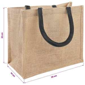 Τσάντες από γιούτα 5 Φυσικό και Μαύρο 26 x 22 x 14 εκ