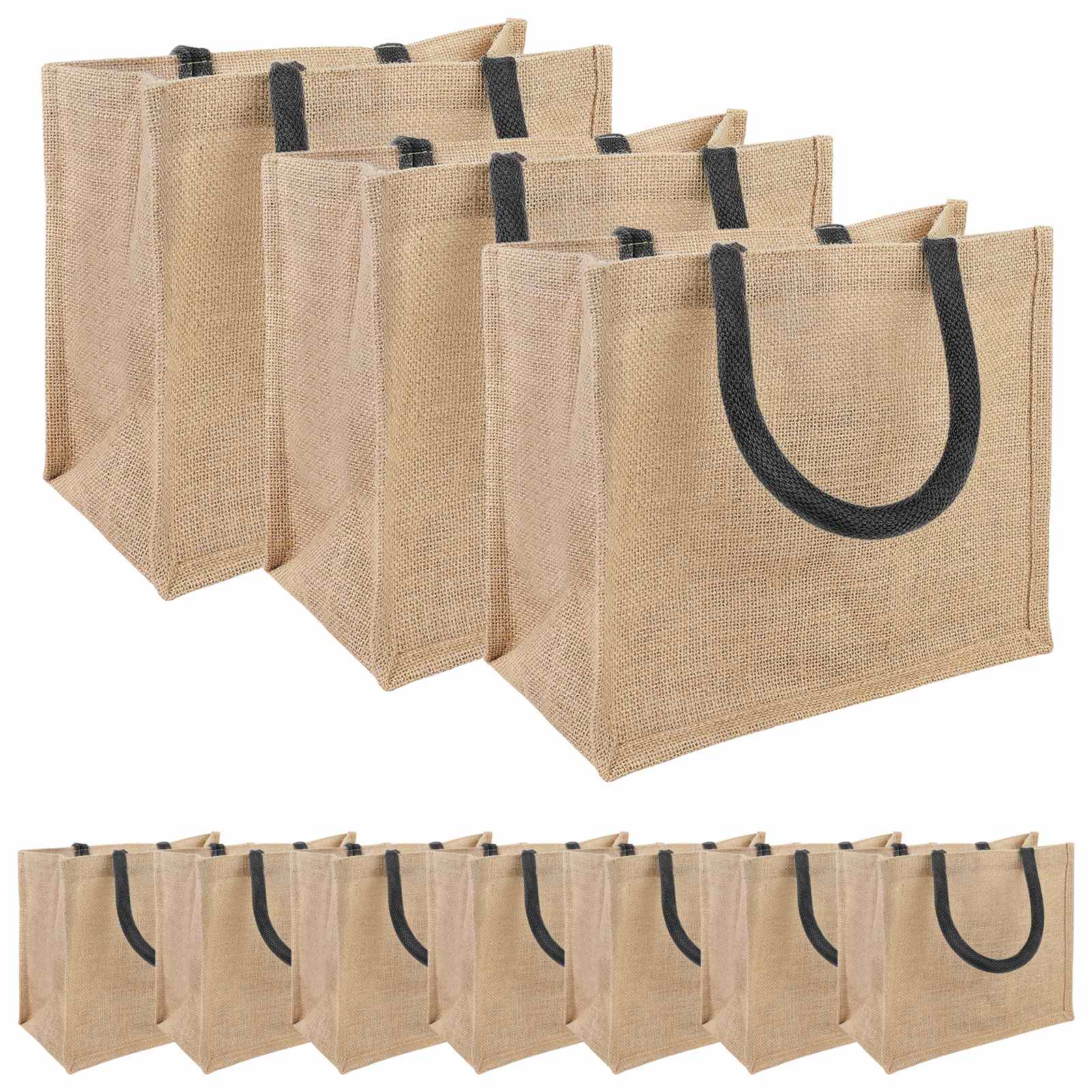 Τσάντες από γιούτα 10 pcs Φυσικό και Μαύρο 26 x 22 x 14 εκ