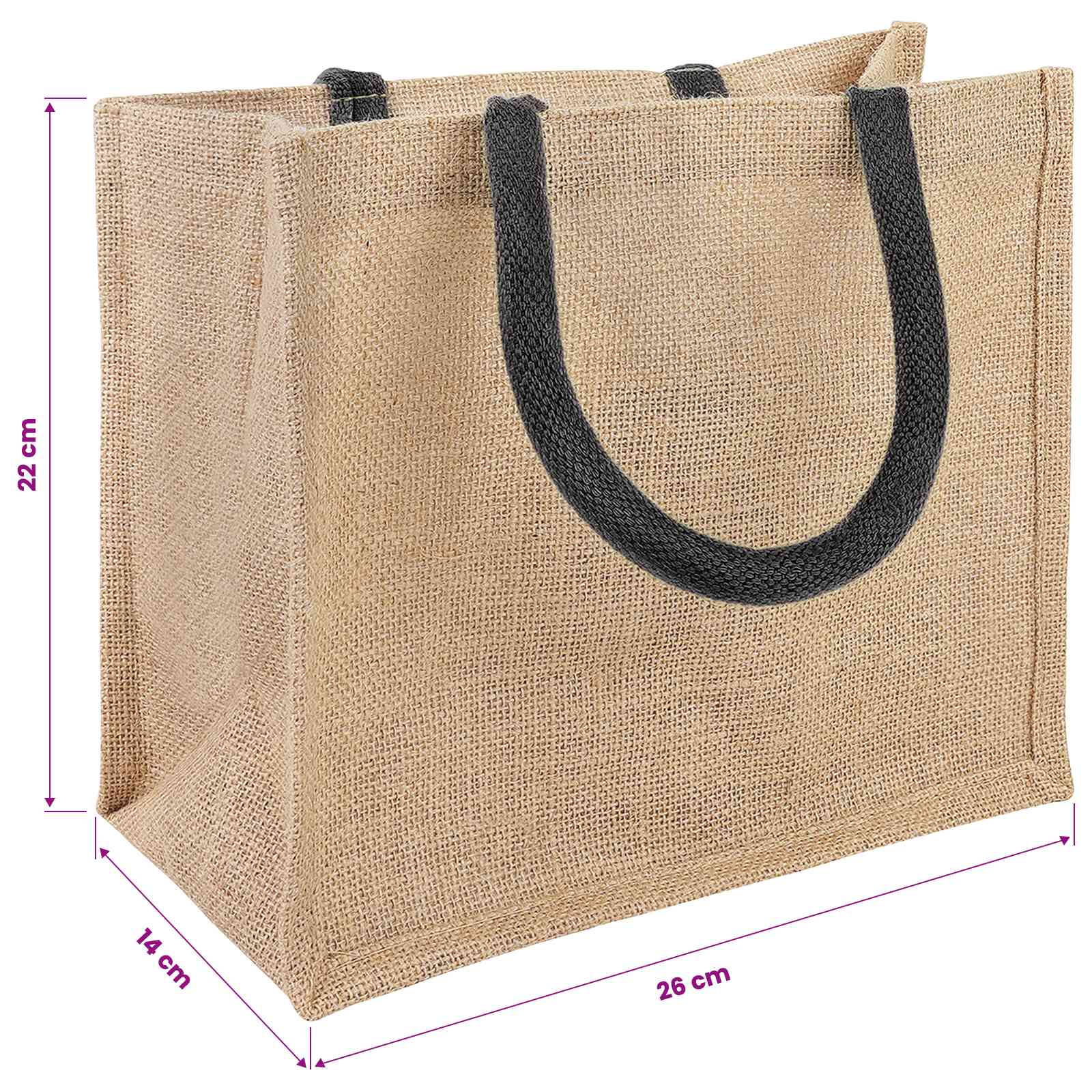 Τσάντες από γιούτα 10 pcs Φυσικό και Μαύρο 26 x 22 x 14 εκ