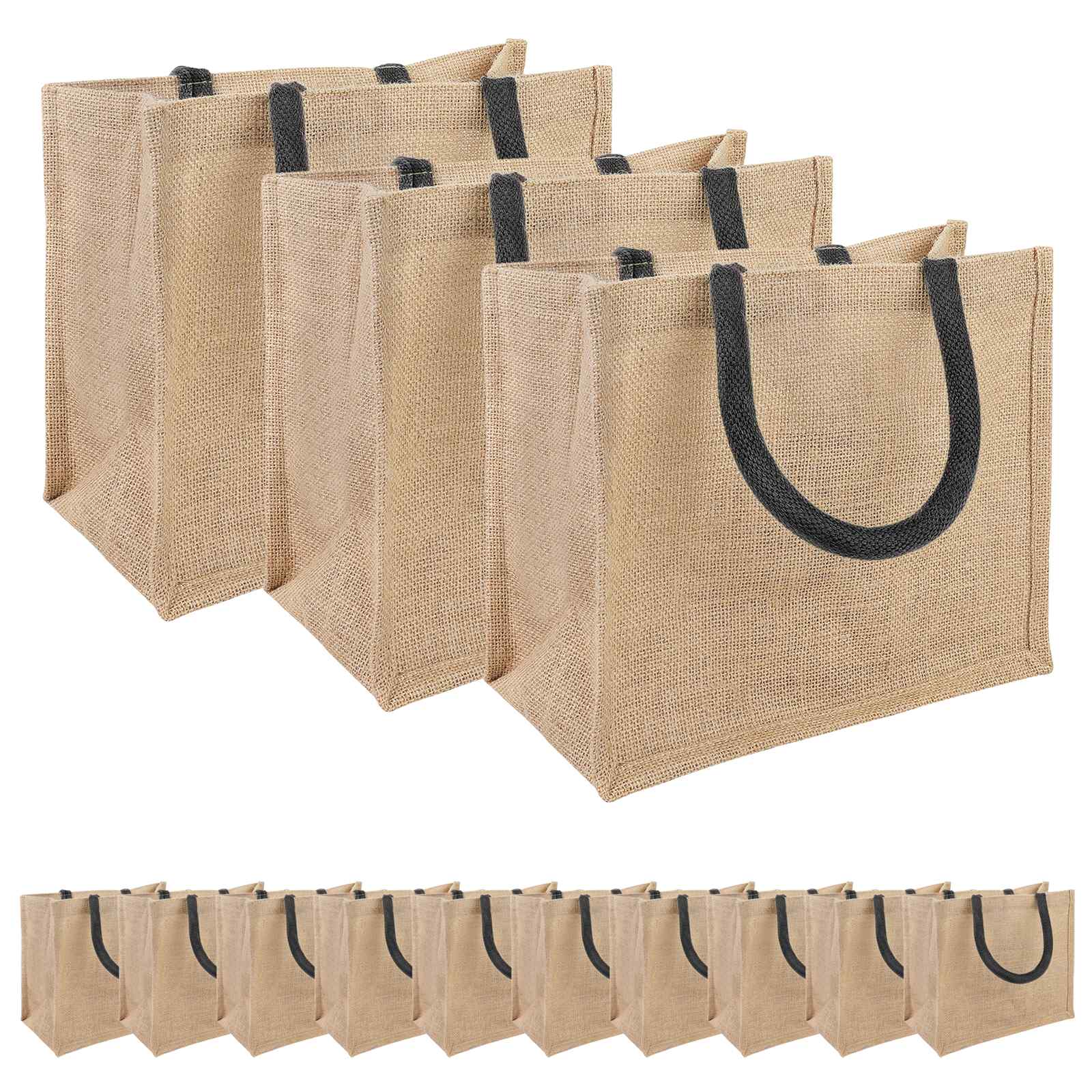 Τσάντες από γιούτα 50 pcs Φυσικό και Μαύρο 26 x 22 x 14 εκ