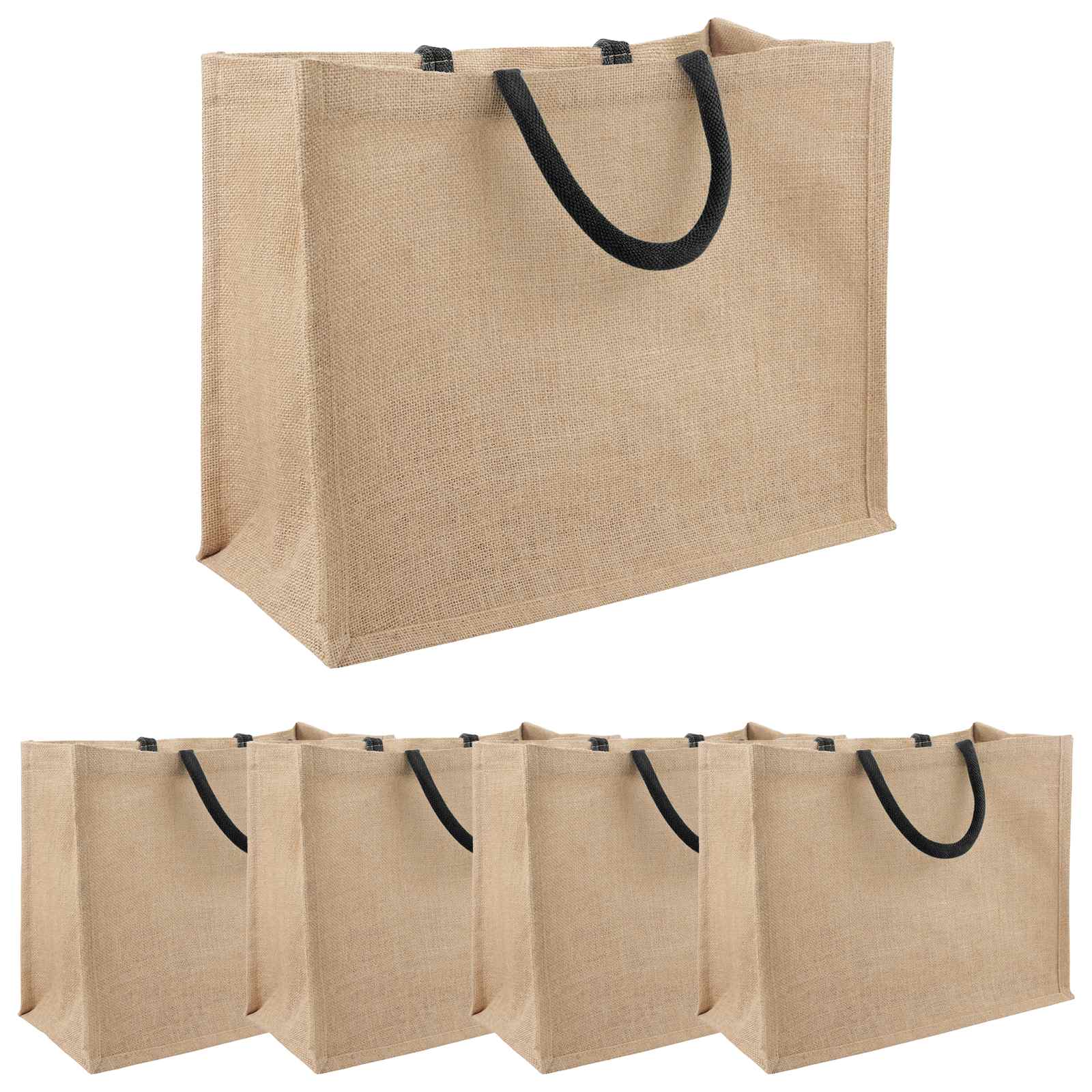 Τσάντες από γιούτα 5 pcs Φυσικό και Μαύρο 42 x 33 x 19 εκ