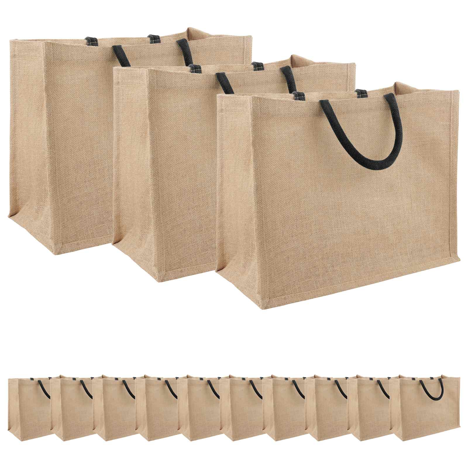 Τσάντες από γιούτα 50 pcs Φυσικό και Μαύρο 42 x 33 x 19 εκ - Pakobazaar
