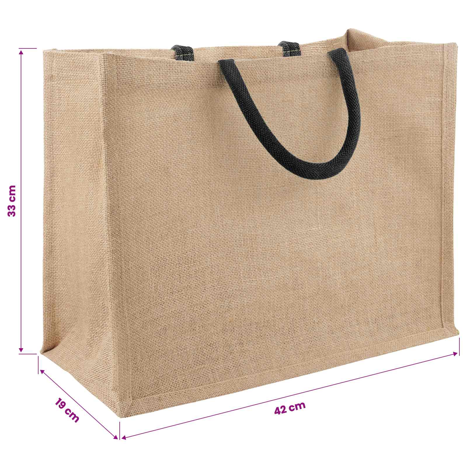 Τσάντες από γιούτα 50 pcs Φυσικό και Μαύρο 42 x 33 x 19 εκ - Pakobazaar