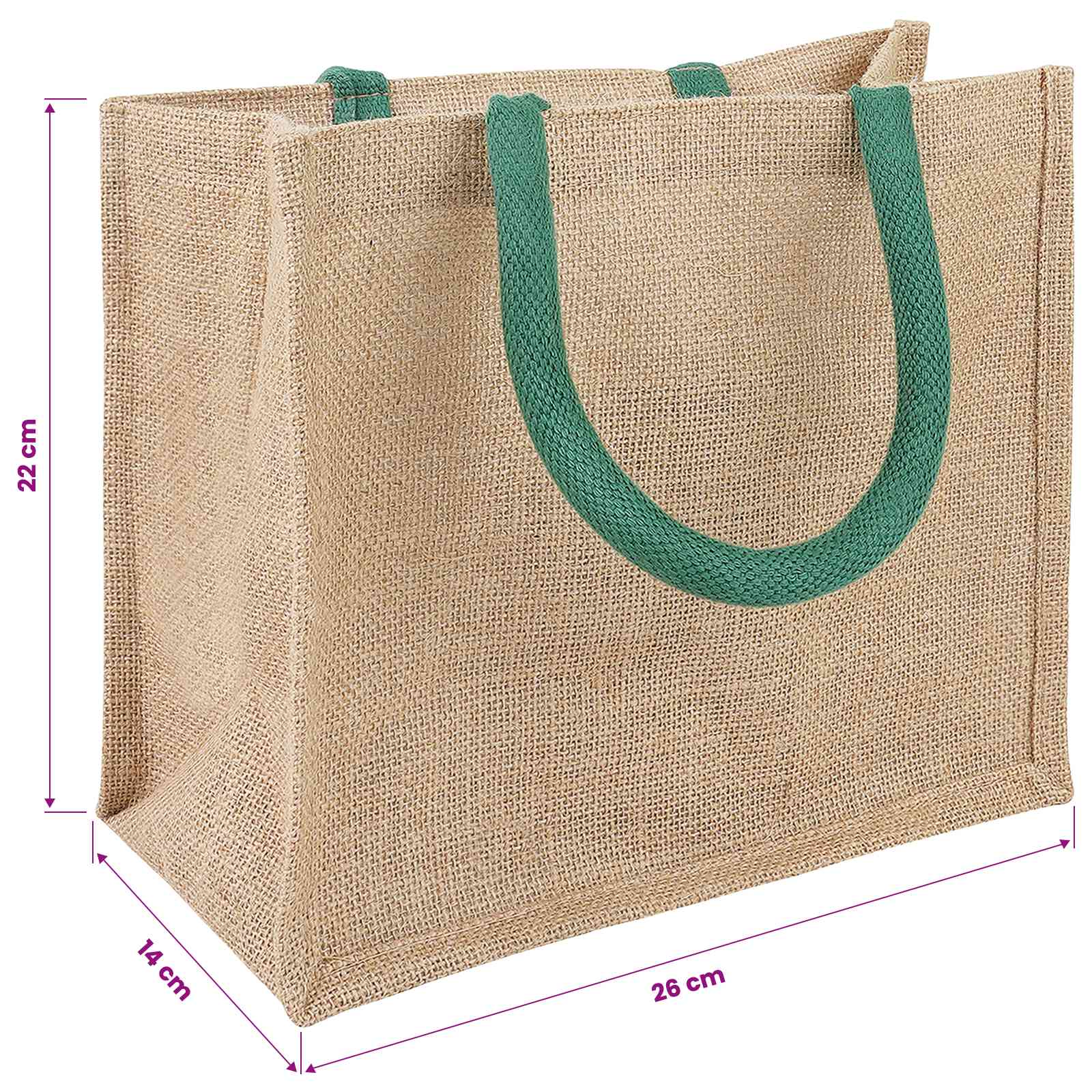 Τσάντες από γιούτα 5 pcs Φυσικό και Πράσινο 26 x 22 x 14 εκ - Pakobazaar