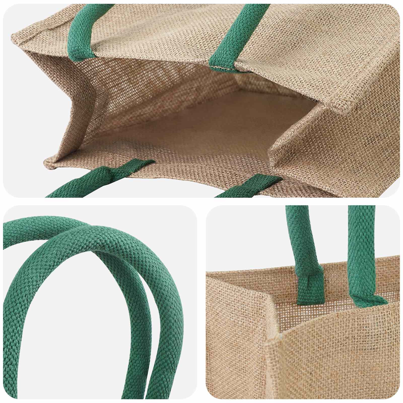 Τσάντες από γιούτα 10 pcs Φυσικό και Πράσινο 26 x 22 x 14 εκ - Pakobazaar