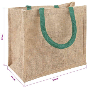 Τσάντες από γιούτα 10 Φυσικό και Πράσινο 26 x 22 x 14 εκ