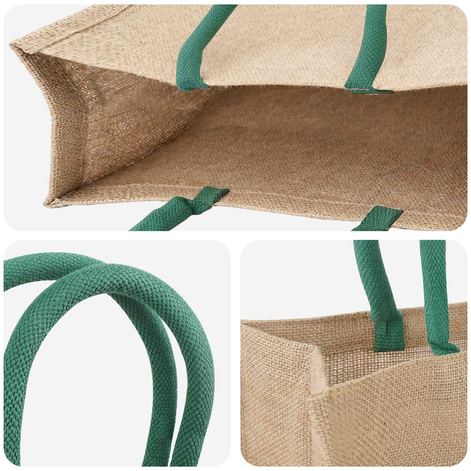 Τσάντες από γιούτα 10 pcs Φυσικό και Πράσινο 42 x 33 x 19 εκ - Pakobazaar