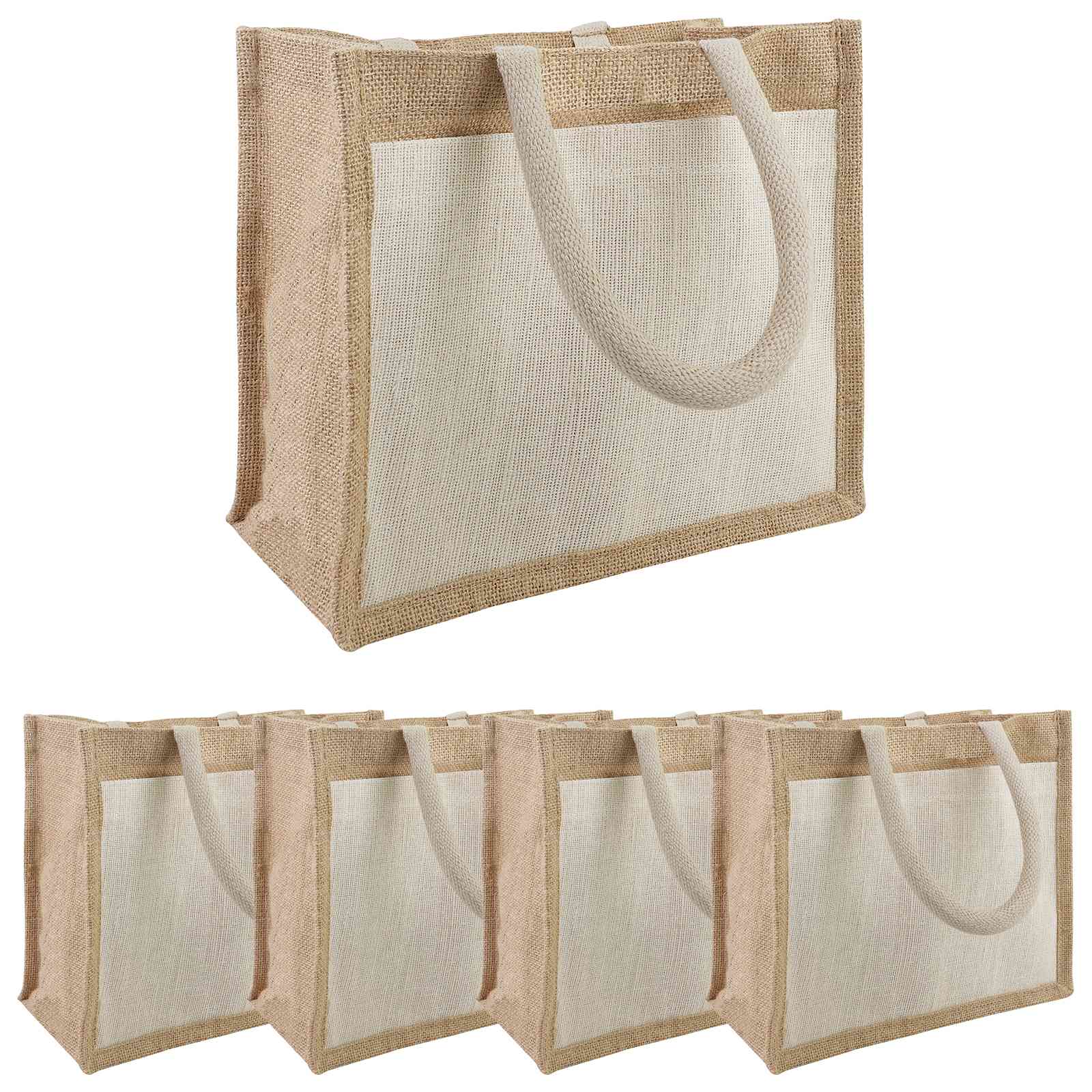 Γυναικείες τσάντες γιούτας με τσέπη 5 pcs 26 x 22 x 14 εκ - Pakobazaar