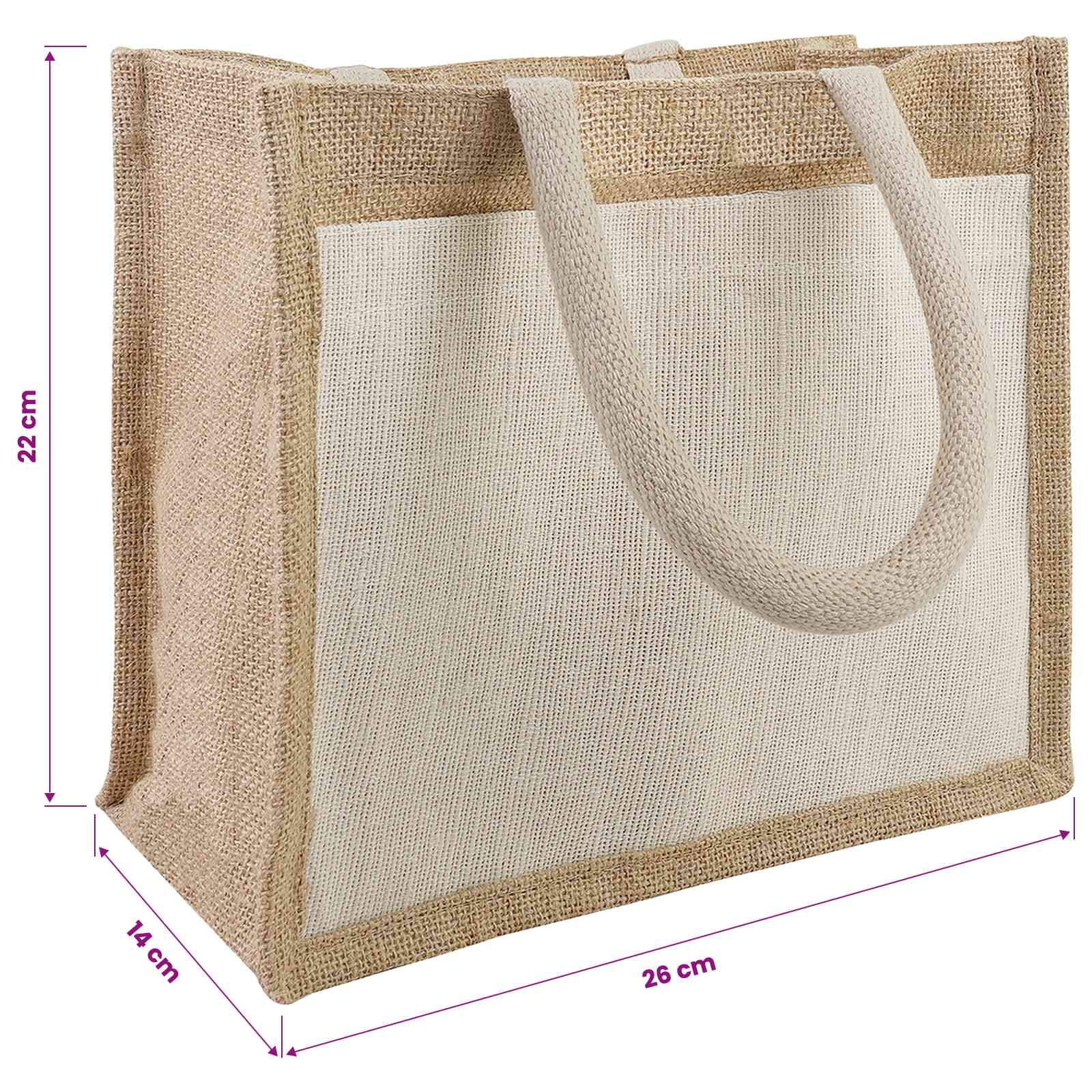 Γυναικείες τσάντες γιούτας με τσέπη 5 pcs 26 x 22 x 14 εκ - Pakobazaar
