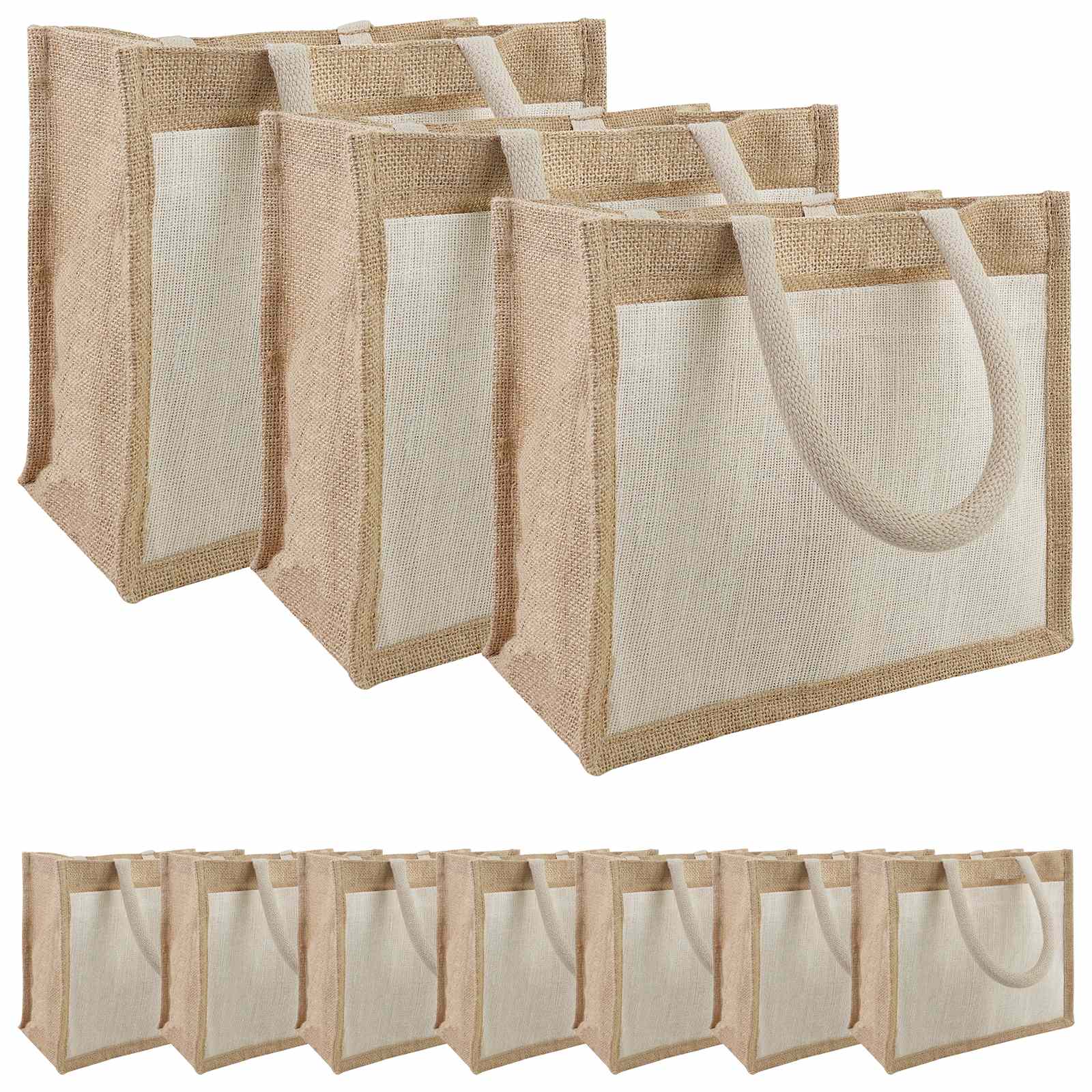 Γυναικείες τσάντες γιούτας με τσέπη 10 pcs 26 x 22 x 14 εκ - Pakobazaar