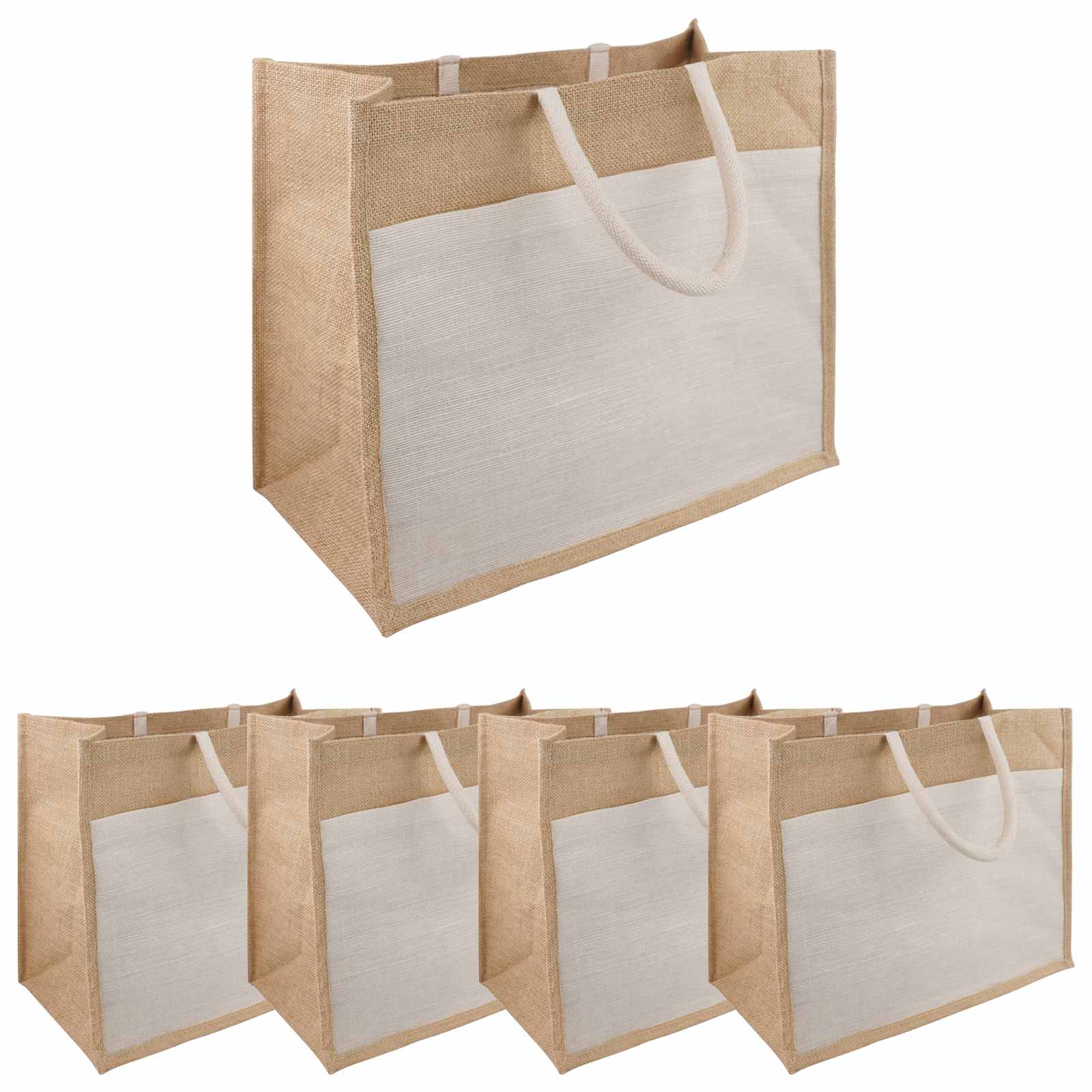 Γυναικείες τσάντες γιούτας με τσέπη 5 pcs 42 x 33 x 19 εκ