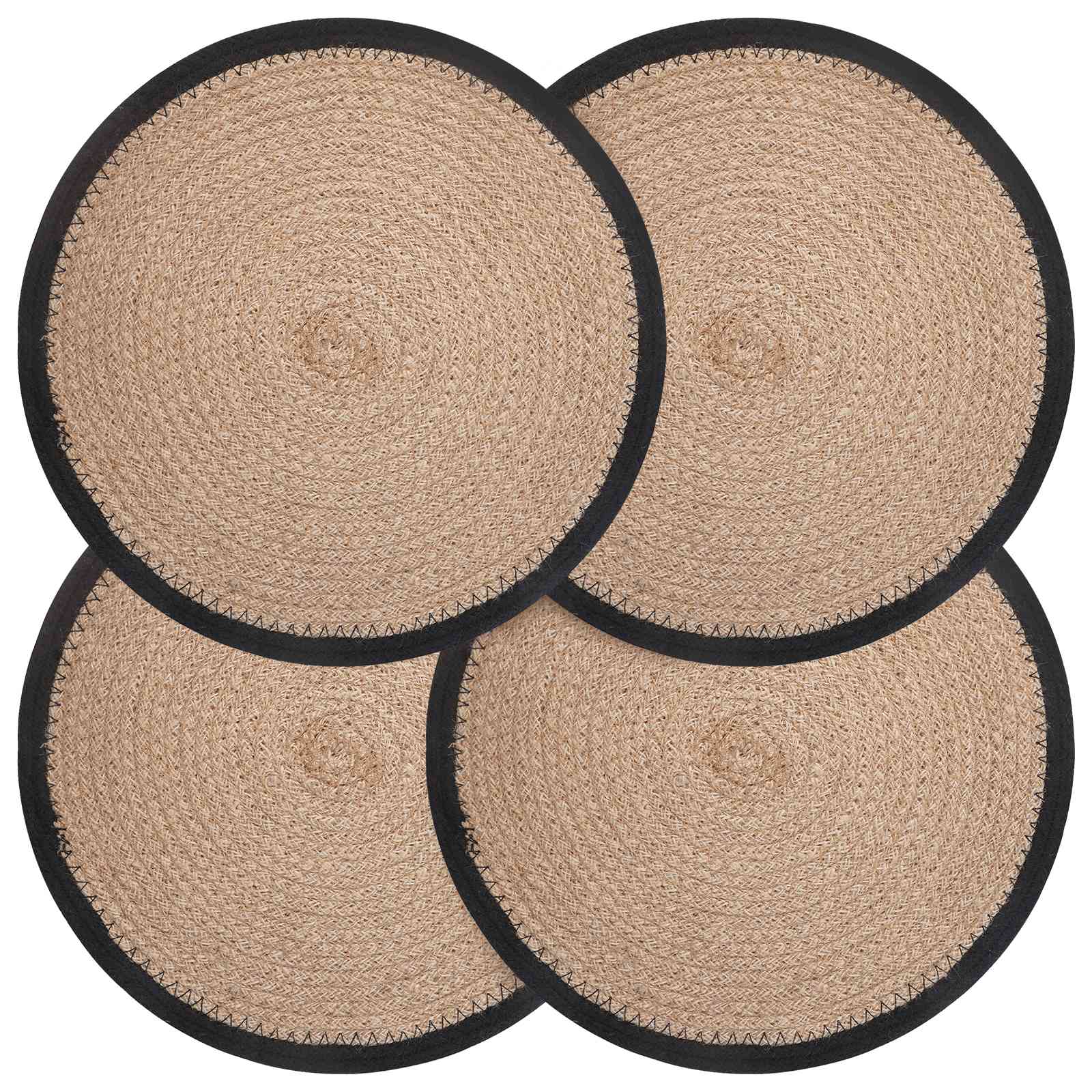 Σουπλά Γιούτας 4 pcs Φυσικό και Μαύρο Ø 30 cm 100% Γιούτα Τόσσα - Pakobazaar