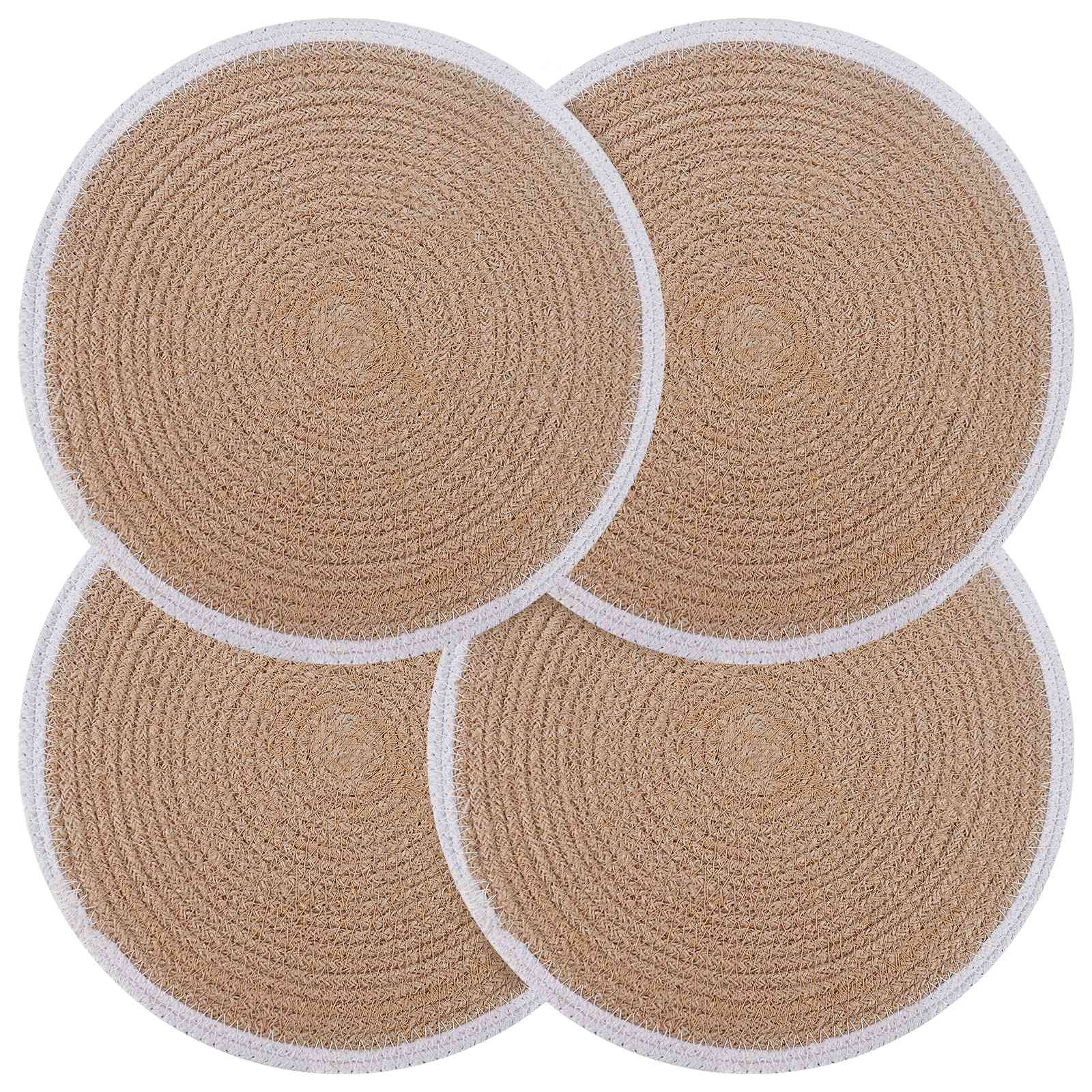 Σουπλά Γιούτας 4 pcs Φυσικό και Λευκό Ø 30 cm 100% Γιούτα Τόσσα - Pakobazaar