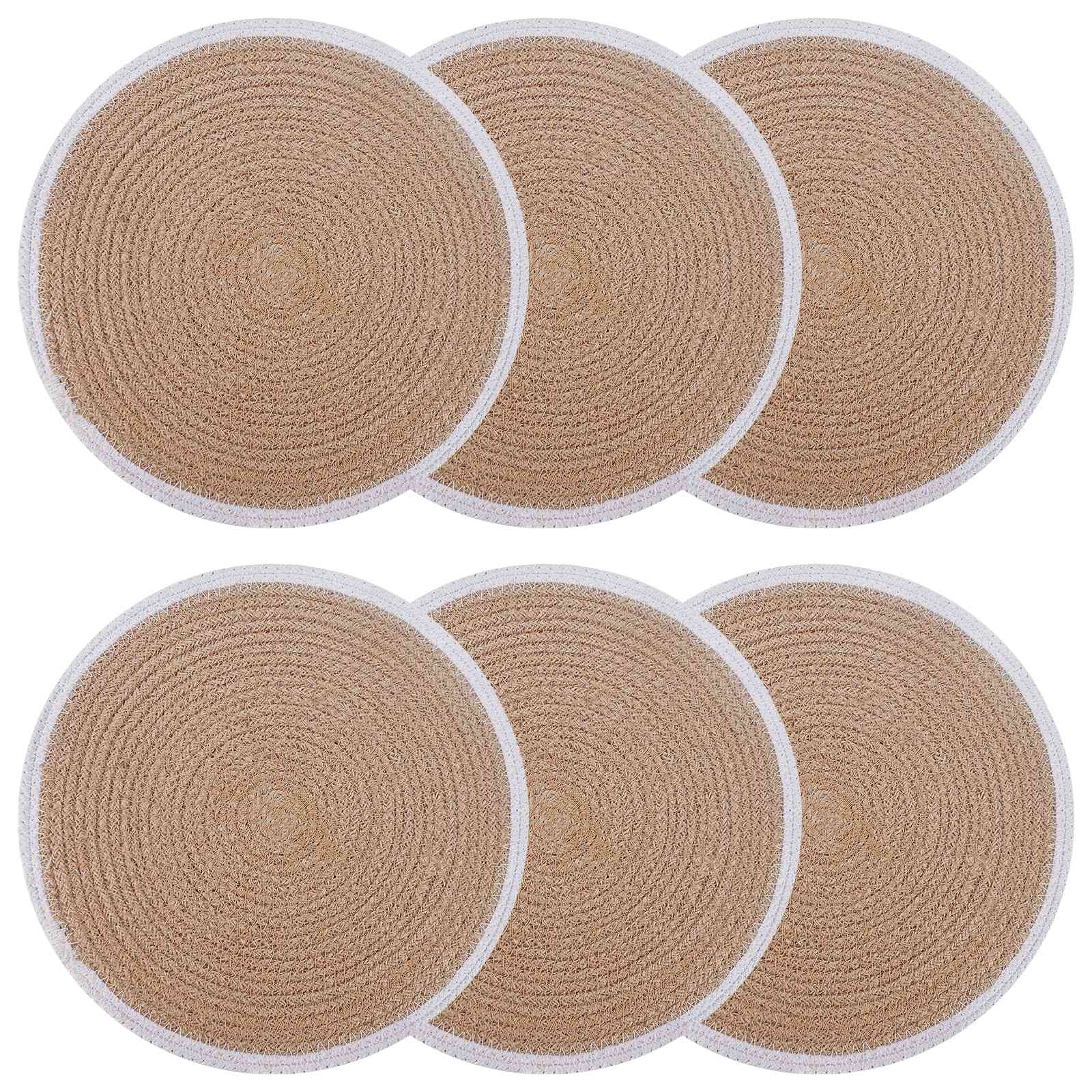 Σουπλά Γιούτας 6 pcs Φυσικό και Λευκό Ø 30 cm 100% Γιούτα Τόσσα