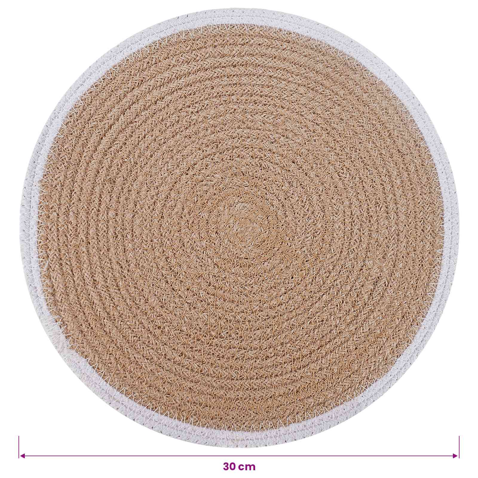 Σουπλά Γιούτας 6 pcs Φυσικό και Λευκό Ø 30 cm 100% Γιούτα Τόσσα