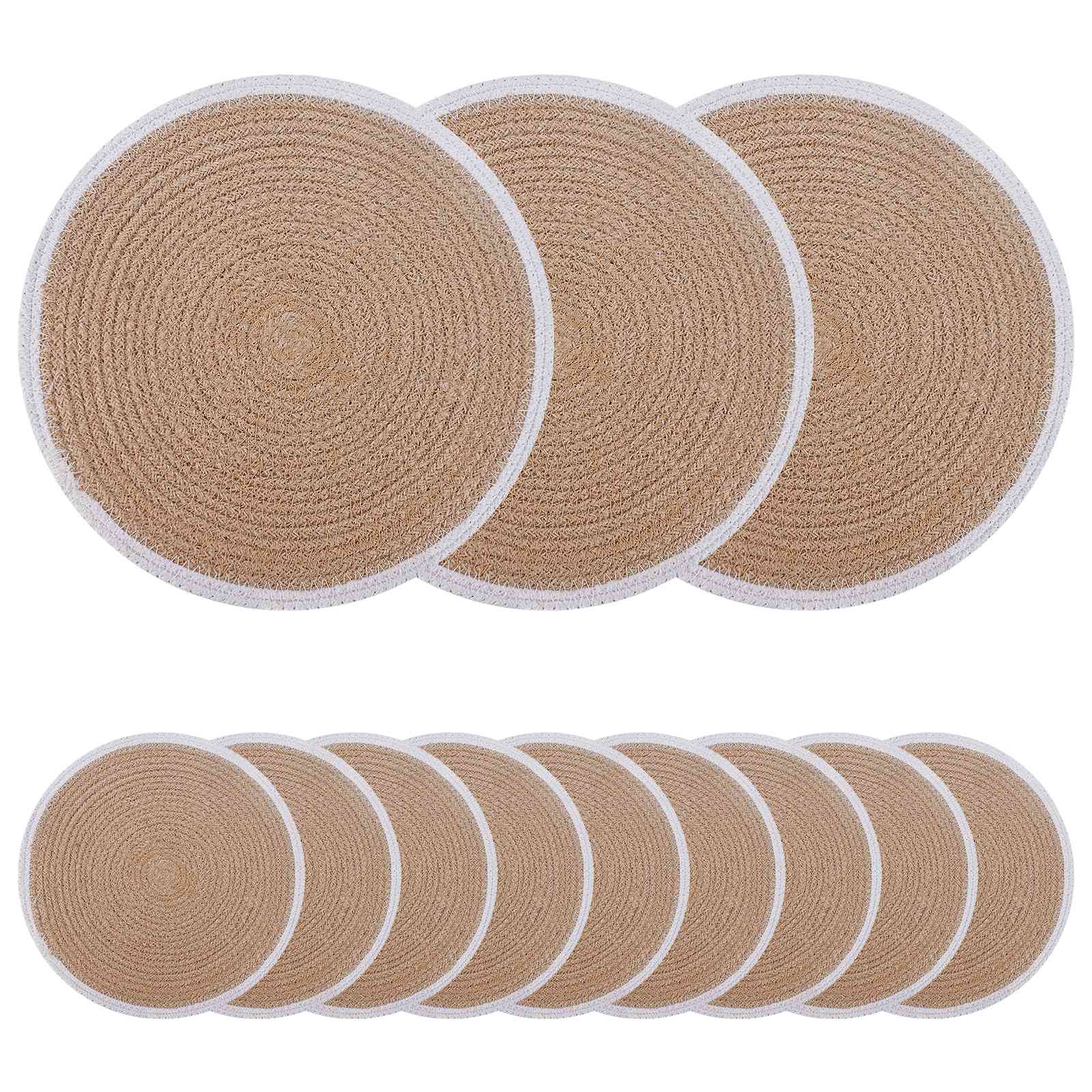 Σουπλά Γιούτας 12 pcs Φυσικό και Λευκό Ø 30 cm