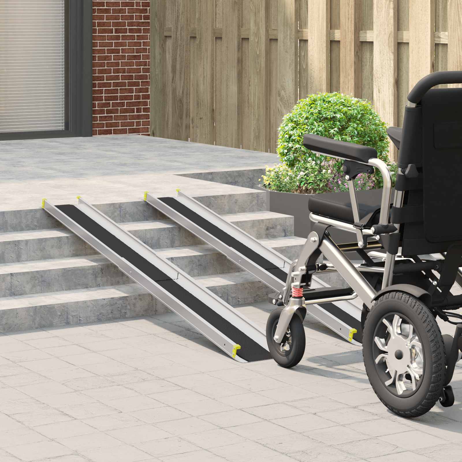 Ράμπα για αναπηρικό καροτσάκι 270 κιλά 2 pcs Μαύρο Αλουμίνιο - Pakobazaar