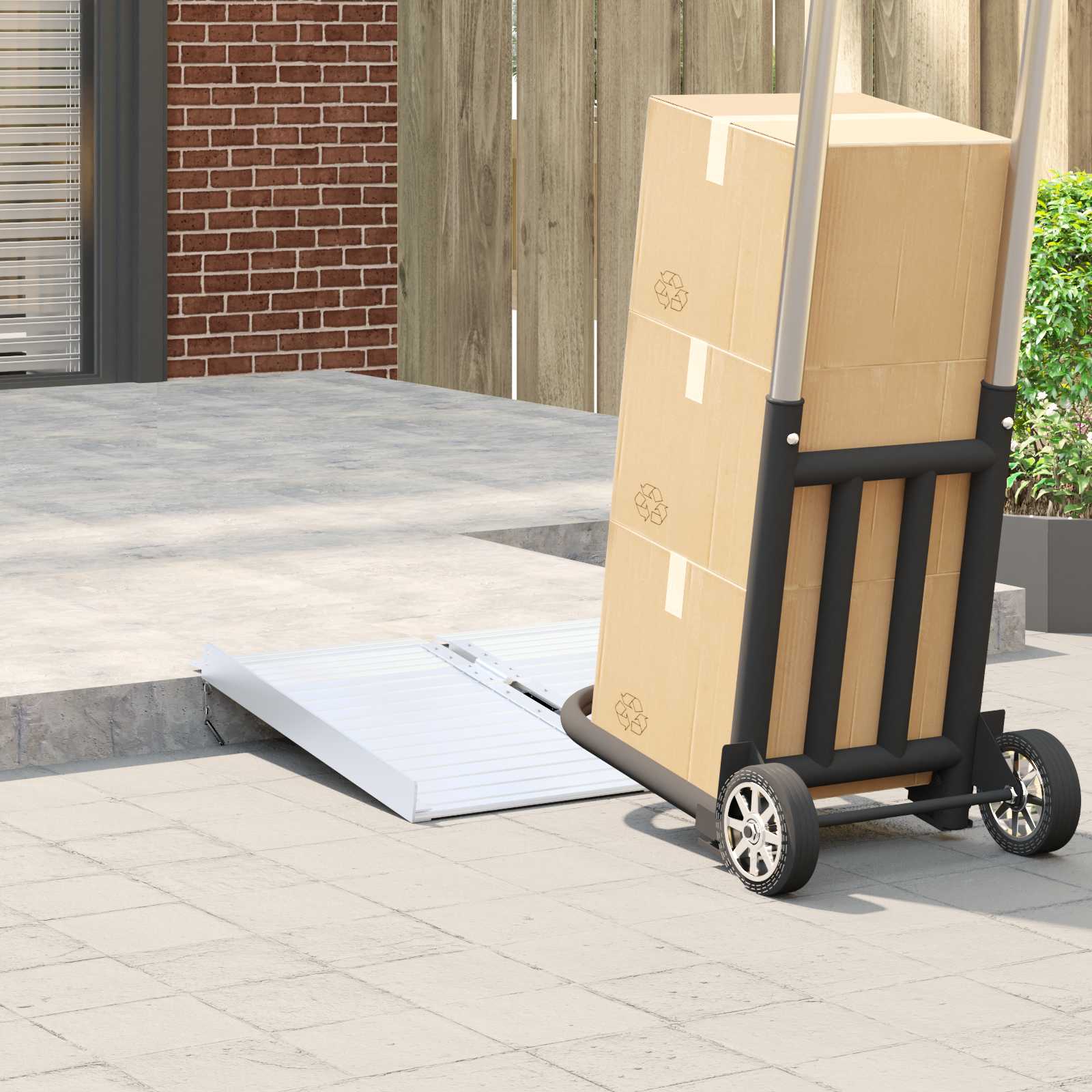 Ράμπα για αμαξίδιο 270 κιλών Ασημί 62 x 73 x 5 εκ. Αλουμίνιο - Pakobazaar